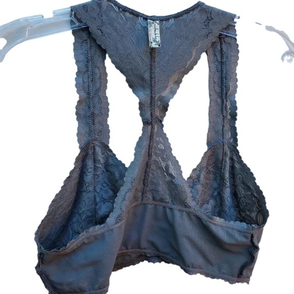 Intimately Free People Galloon Lace Racerback Bralette Floral Wireless V-neck L - Picture 12 of 14